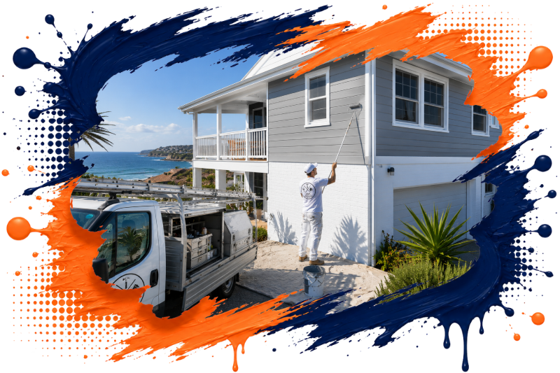 Exterior repainting on a coastal home by a Newcastle painter