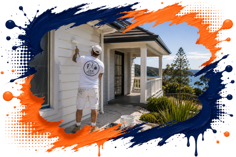 J&R painter at work on a Central Coast home exterior